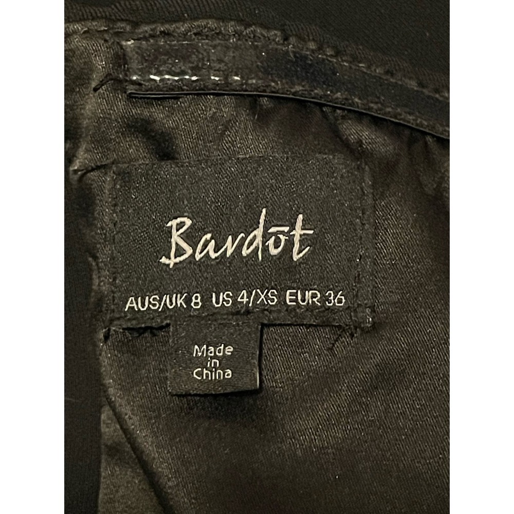 Bardot Arabella Bodycon Flounce Sleeve Black Dress US 4 Cocktail Wedding Party - Picture 7 of 10